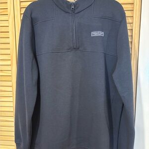 Vineyard Vines Navy Blue Zip Up Fleece with Stand-Up Collar
